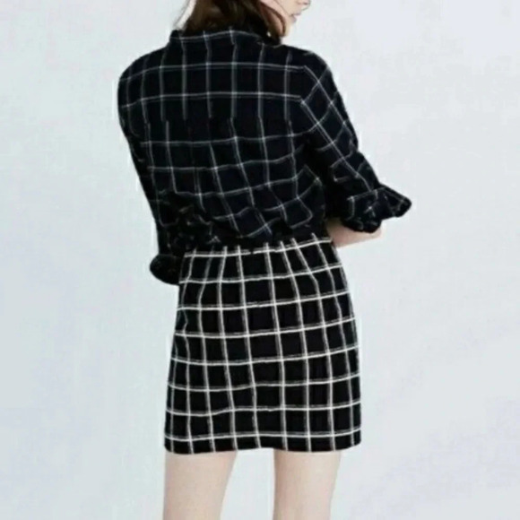 Madewell 8 Checkered Cotton Black Checkered Mini Skirt - Picture 2 of 8